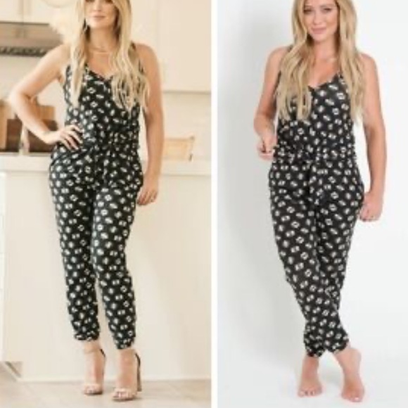 Smash + Tess Pants - smash + tess hilary duff jumpsuit m Black Floral Women's Jumpsuit
